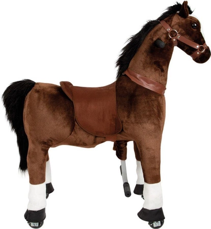 Duży jeżdżący mechaniczny koń na kółkach dla dzieci Brąz Small Foot 12462