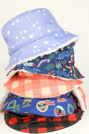 FlapJack Czapka Zimowa Dziecięca Bucket Hat Pink Check M
