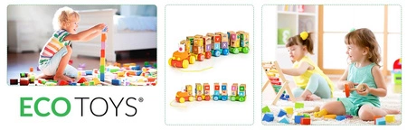 Drewniany pociąg duże klocki edukacyjne alfabet ECOTOYS