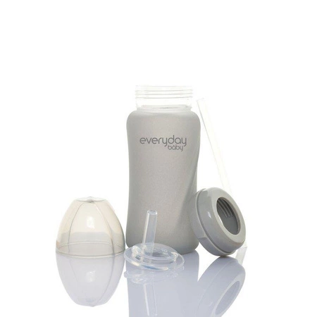 Szklany bidon ze słomką 240 ml, szary, Everyday Baby