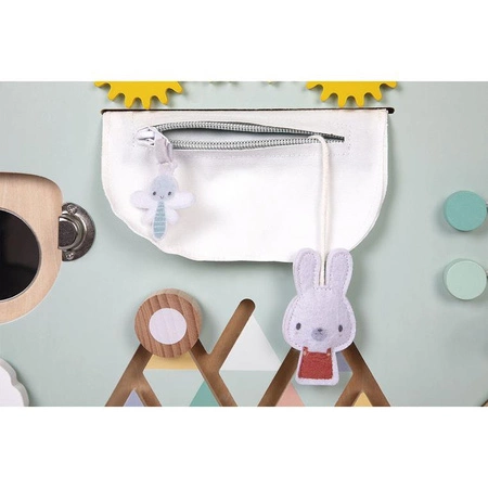 Janod Duża drewniana tablica manipulacyjna 20 aktywności Miś Pure 18m+