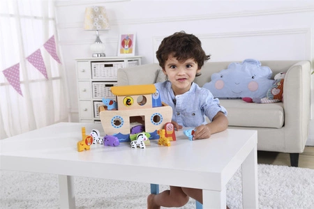 TOOKY TOY Drewniana Arka Noego Sorter Kształtów 18 El.