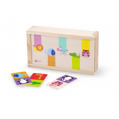 Classic World Drewniana Układanka Gra Domino - Zwierzątka 30 elementów
