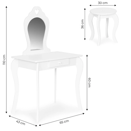 Toaletka dziecięca duża z lustrem dla dziewczynki