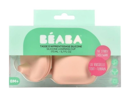 Beaba Kubeczek treningowy silikonu z pokrywką z ustnikiem Pink