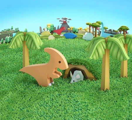 Halftoys Magnetyczny Składany Dinozaur Parazaurolof z Makietą