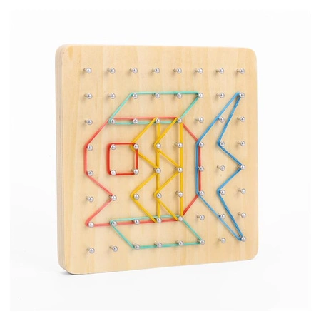 TOOKY TOY Drewniana Układanka Geoplan na Gumki Kształty Kontury 69 el.