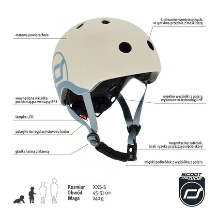 SCOOTANDRIDE Kask XXS-S dla dzieci 1-5 lat Ash