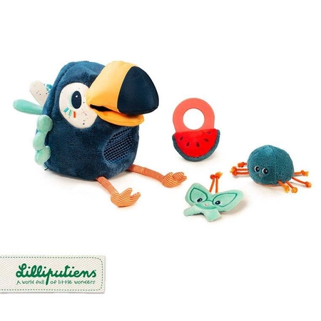LILLIPUTIENS Przytulanka aktywizująca wielofunkcyjna głodny Tukan Pablo 9 m+