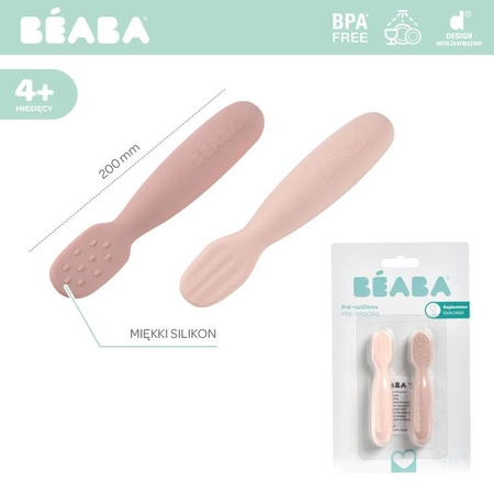 Beaba Zestaw 2 silikonowych pierwszych łyżeczek-gryzaków Cotton candy/sorbet