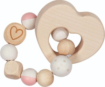 Pierścień drewniana grzechotka Serduszko 65219-Goki Baby, zabawki dla niemowlaków