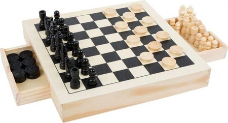 Zestaw trzech gier szachy warcaby młynek 11208-Small Foot, gry drewniane