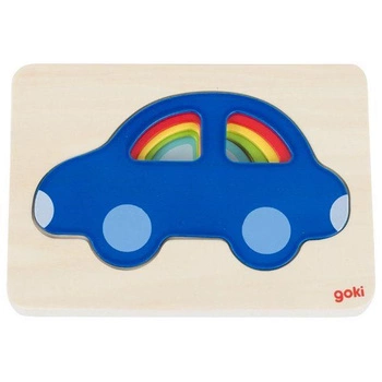 Drewniane puzzle warstwowe Kolorowe auta 57485-Goki, układanki dla dzieci