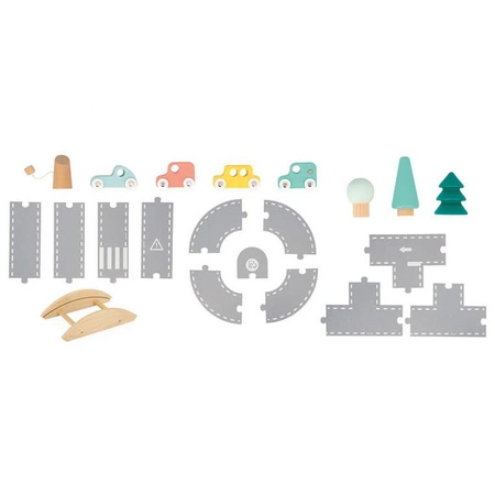 Filcowy tor dla samochodów z akcesoriami 2+, Janod