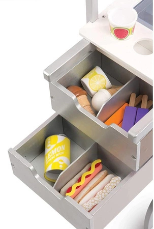 Drewniane stoisko na kółkach z lodami i przekąskami 19350-Melissa & Doug, zabawa w sklep i restaurację