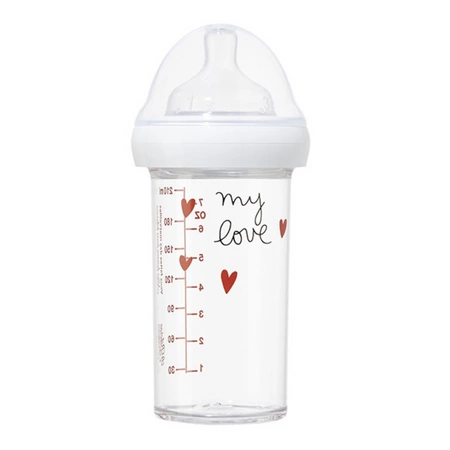Butelka ze smoczkiem do karmienia niemowląt, My love, tritanowa, 6 m+, 210 ml, Le Biberon