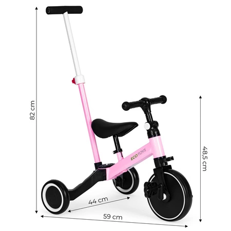 Rower trójkołowy biegowy 2w1 rączka do prowadzenia