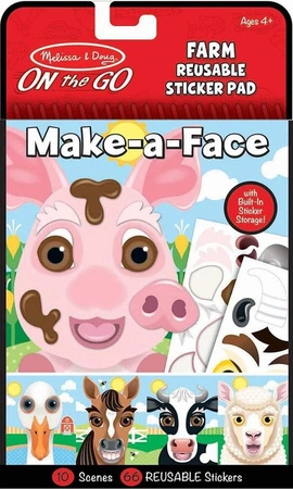 Książeczka z naklejkami wielokrotnego użytku Miny na twarzy Farma 40511-Melissa & Doug, naklejki dla dzieci