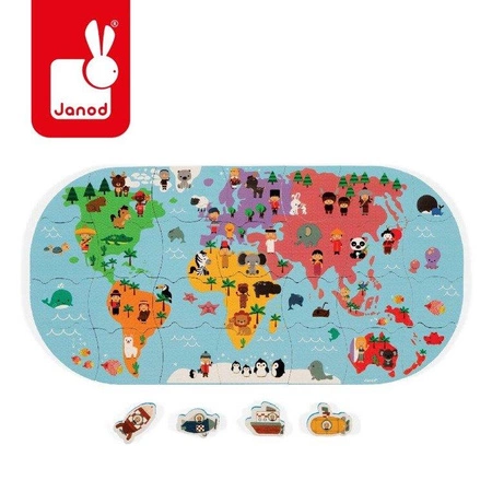 Puzzle do kąpieli Mapa świata 28 elementów 3+, Janod