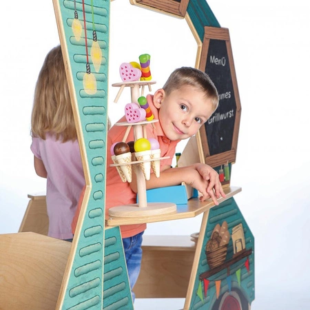 Drewniany Food Truck dla dzieci 10046 Erzi samochód kuchnia sklep