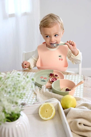 Lassig Zestaw sztućców ze stali nierdzewnej z silikonową rączką 3 el. Happy Fruits Cherry