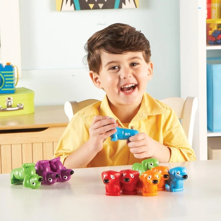 Figurki do nauki liter i poznawania kolorów, Pieski, Zestaw 10 szt. - Snap & Learn