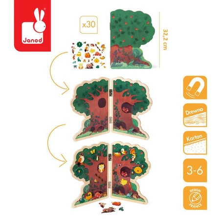 Układanka drewniana magnetyczna z 30 magnesami Drzewo, Janod