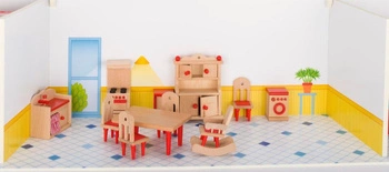 Meble dla lalek, kuchnia czerwona, goki