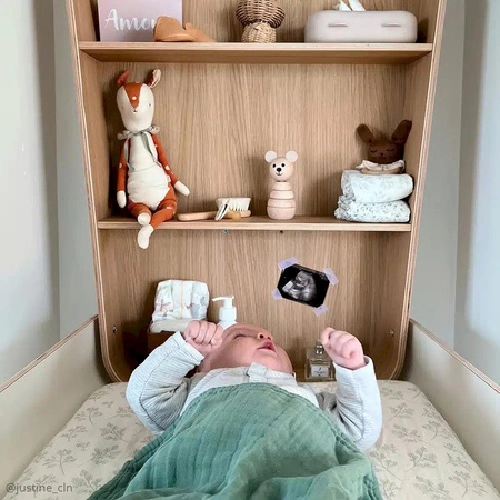 Charlie Crane Pokrowiec na materac do przewijaka NOGA i 2 pieluszki Pearl Blossom/Lichen