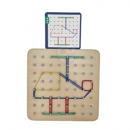 TOOKY TOY Drewniana Układanka Geoplan na Gumki Kształty Kontury 69 el.