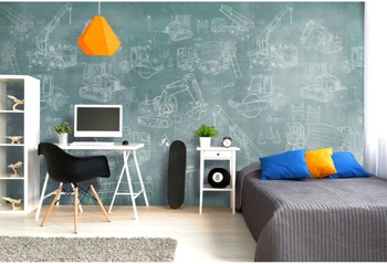 PLAC BUDOWY Pattern - Tapeta Z Maszynami Budowalnymi Malumi