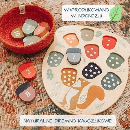 Drewniana zabawka - Wiewiórka i liczenie żołędzi, Tender Leaf Toys