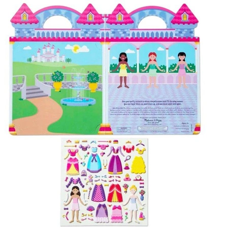 Książeczka z naklejkami wielokrotnego użytku Księżniczki 19100-Melissa & Doug, naklejki dla dzieci