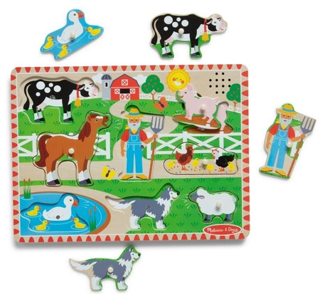 Układanka drewniana z dźwiękiem Gospodarstwo Old MacDonald's Melissa & Doug 50201