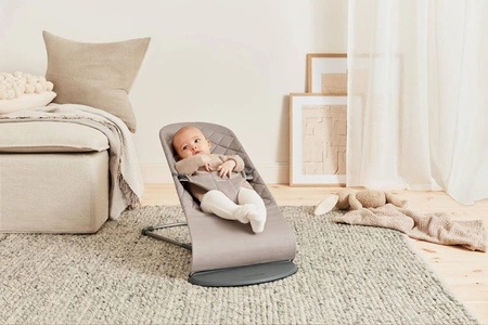 BABYBJORN - leżaczek BLISS - Piaskowy szary + zabawka do leżaczka BALANCE Googly Eyes