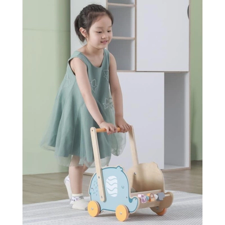 Viga PolarB Drewniany Wózek 2w1 Chodzik Pchacz Słonik