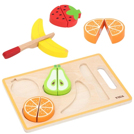VIGA Drewniana Układanka Edukacyjna Montessori Owoce do Krojenia