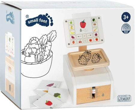 Drewniana waga sklepowa kuchenna dla dzieci Fresh Small Foot 12418 zabawa w kuchnię sklep
