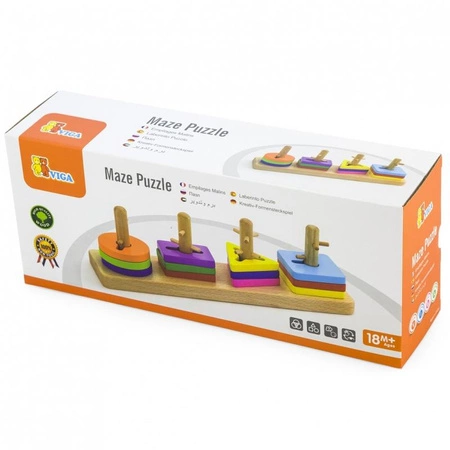 Drewniane klocki Viga Toys z sorterem kształtów Montessori