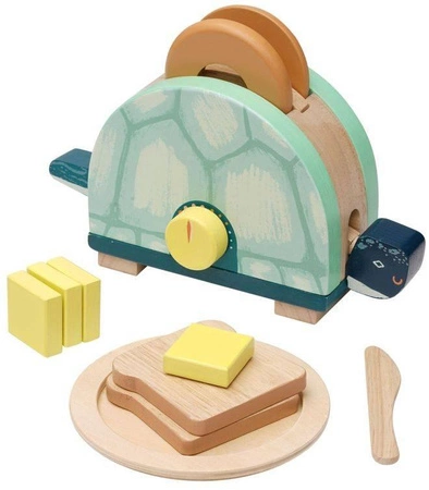 Toasty Turtle drewniany toster z akcesoriami 11 el 160830-Manhattan Toy, mała kuchnia dla dzieci