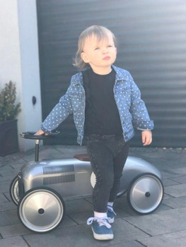 Metalowy jeździk srebrna Formuła 1 Goki 14136 pojazd dla dzieci