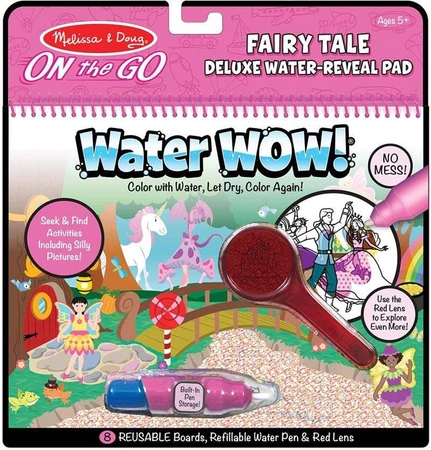 Wodna kolorowanka z lupą Water Wow Bajkowe księżniczki Deluxe 40173-Melissa & Doug, książeczki wielokrotnego użytku