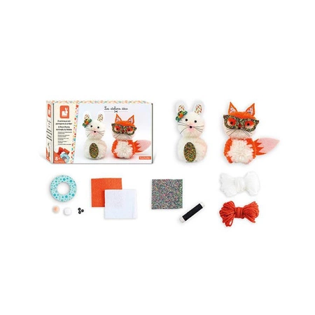 Zestaw kreatywny Pompony 2 małe zwierzątka 8+, Janod (stary indeks: J07910)