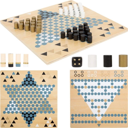 Zestaw drewnianych gier Halma i Malefiz Gold Edition 12223-Small Foot, gry drewniane dla najmłodszych