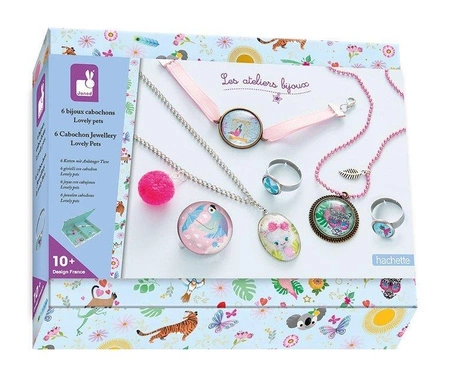 Zestaw kreatywny do tworzenia biżuterii z kaboszonami Urocze zwierzaki 10+, Janod