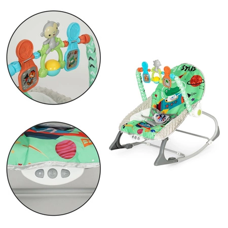 Bujaczek leżaczek 2w1 wibracje dźwięki zabawki regulacja ECOTOYS