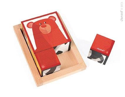 Klocki drewniane 6 elementów puzzle Baby Forest, Janod