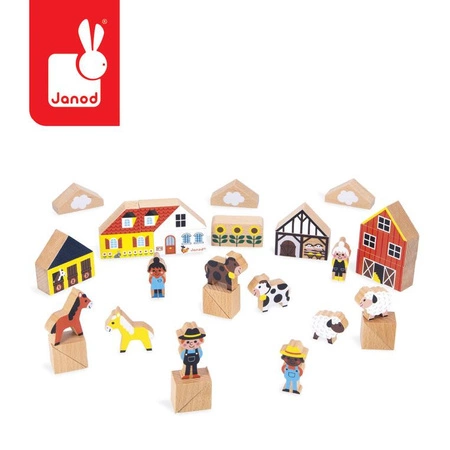 Janod Zestaw klocków i figurek 34 el. Wieś Cross Road 2+