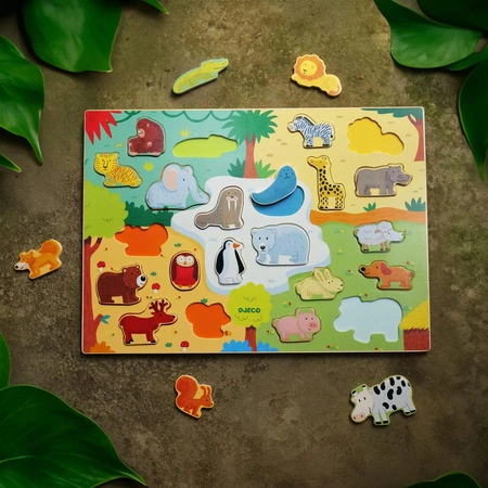 Drewniana łamigłówka ZWIERZĘTA ŚWIATA DJ01830