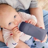 Szklana butelka ze smoczkiem M reagująca na temperaturę, 240 ml, borówkowa, Everyday Baby